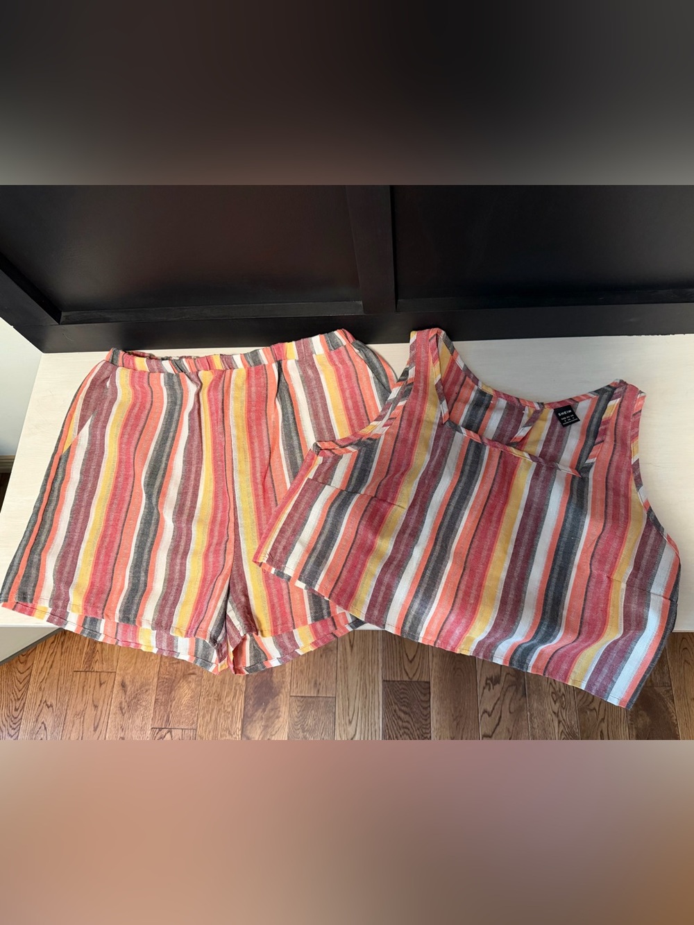 SHEIN Woman’s Striped Multi-Color Linen 2 Piece Set